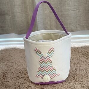 Chevron Bunny Basket with Purple Handle